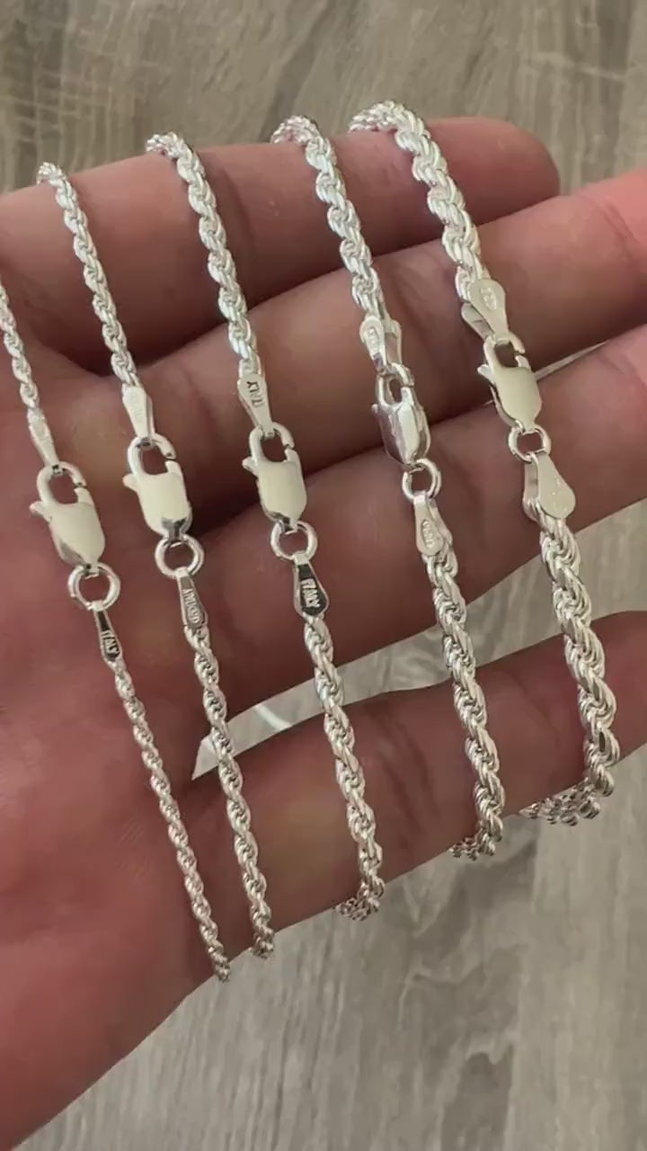 Mens Silver Chain Necklace 2mm Silver Chain Silver 
