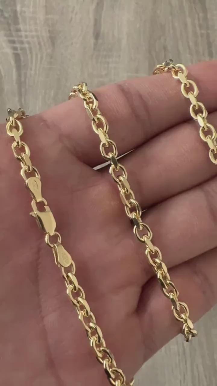 8mm Gold Men's Clip Cable Link Necklace Chain for Men