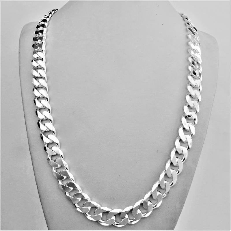 9 Solid Italian 925 Sterling Silver 12mm Wide Curb Link Chain Bracelet  Men's Sterling Silver Chunky Heavy Curb Link Bracelet Silver Curb 
