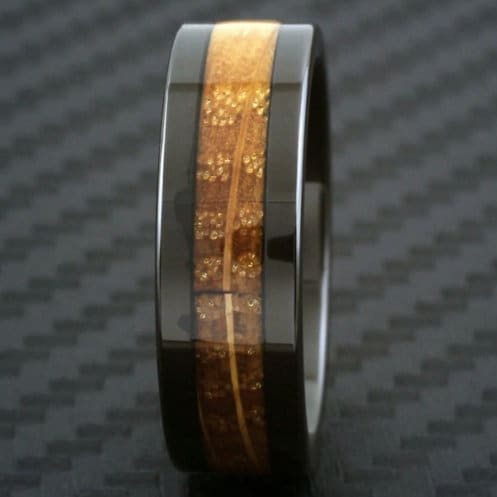Whiskey Barrel Oak Wood Inlay Black Tungsten Ring Custom Ring Wedding –  Daniel Jeweler