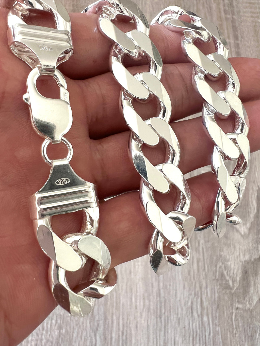 Chain Necklace Chunky Padlock Chain for Men Handmade Silver 