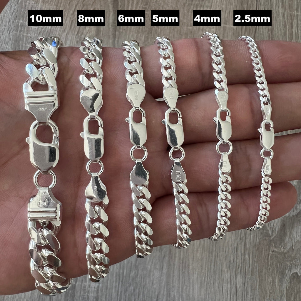 Solid Curb Link Bracelet Sterling Silver 8