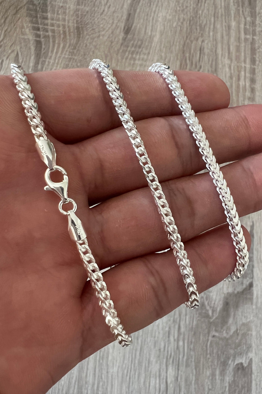 2.5mm 925 Franco Sterling Silver Solid Chain Bracelet Necklace
