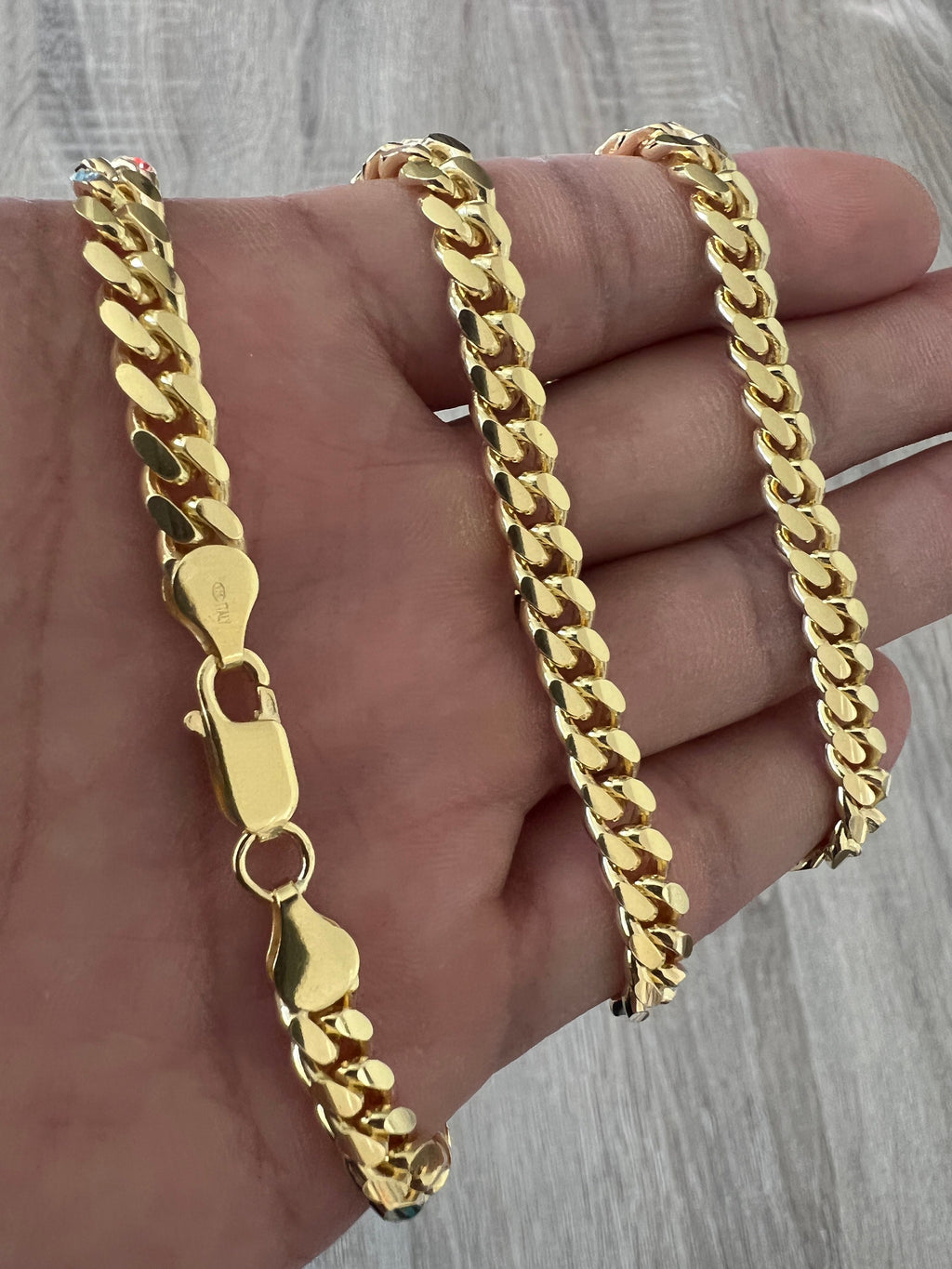 Real Solid 925 Silver & 14k Gold Mens Miami Cuban Link Bracelet