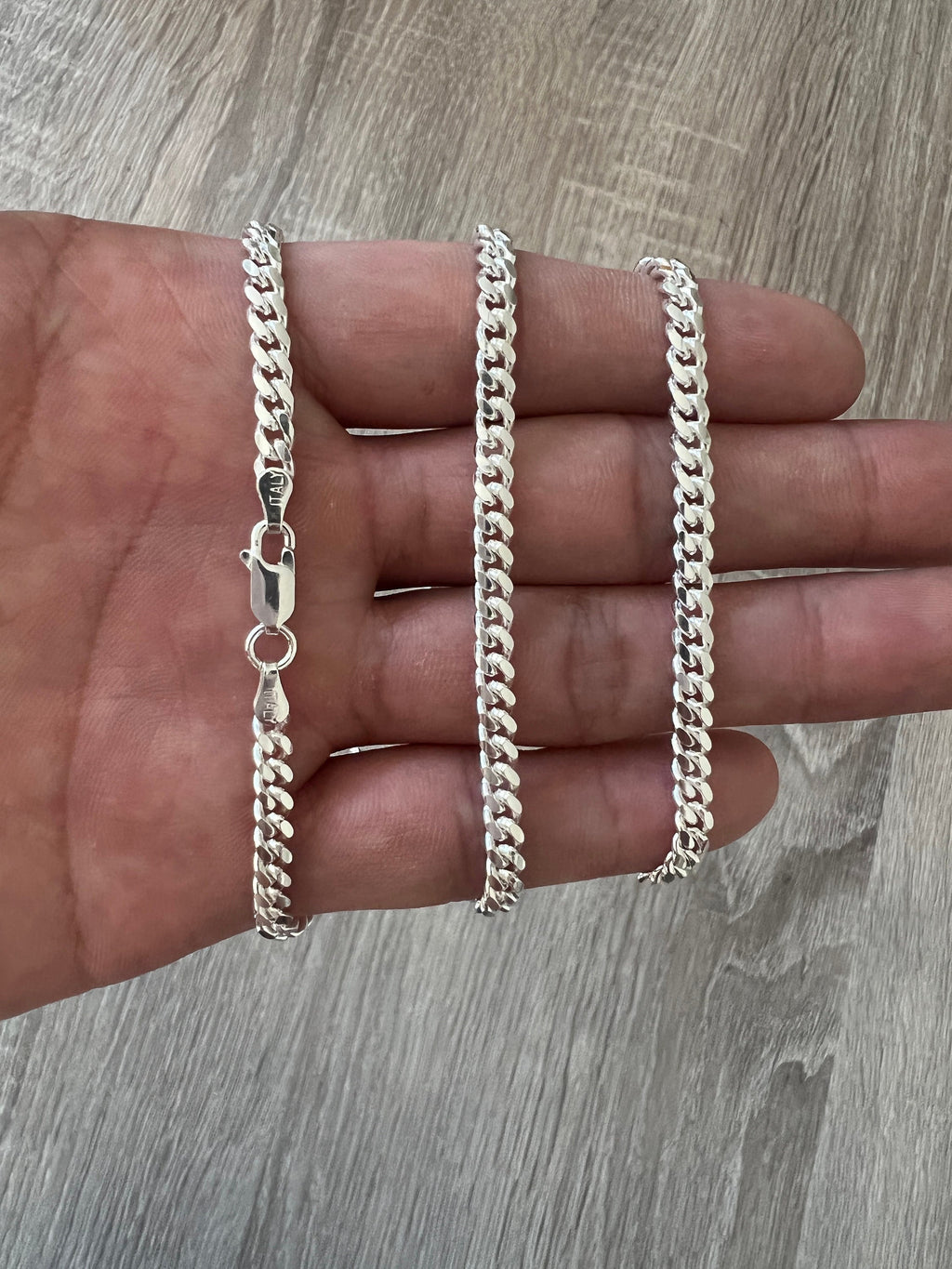 Genuine 925 Sterling Silver Miami Cuban Link Necklaces & Chains