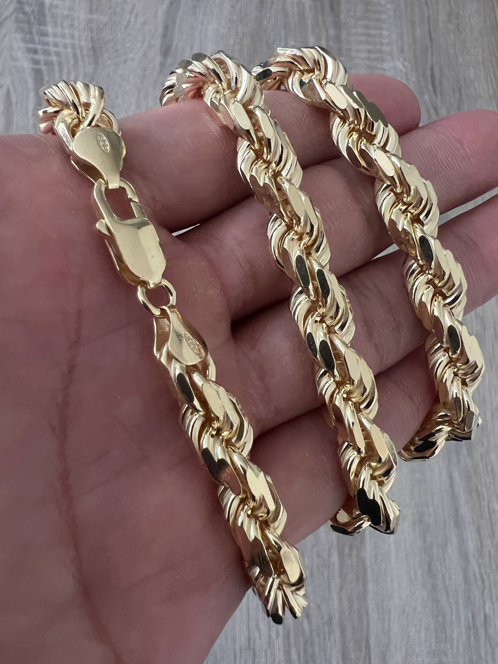6mm Thick Men's Rope Chain 14k Gold Over Real Solid 925 Sterling Silver  Necklace
