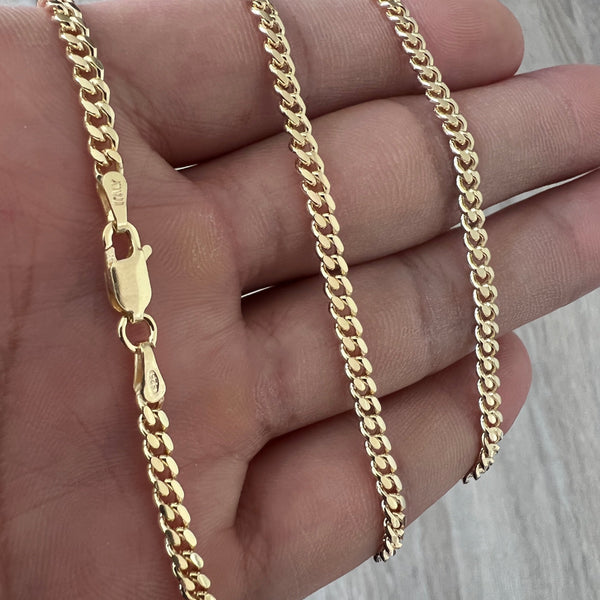 2.5mm Miami Cuban 14K Gold Lobster Necklace