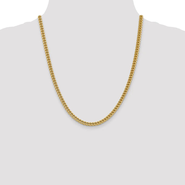 5mm Franco 14K Gold Vermeil Over Solid 925 Sterling Silver Chain Necklace Bracelet Diamond Cut Polish Men Woman Unisex 2.5mm 3mm 4mm 5mm