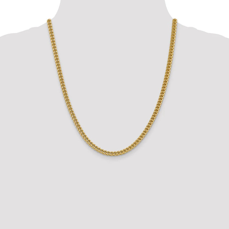 5mm Franco 14K Gold Vermeil Over Solid 925 Sterling Silver Chain Necklace Bracelet Diamond Cut Polish Men Woman Unisex 2.5mm 3mm 4mm 5mm