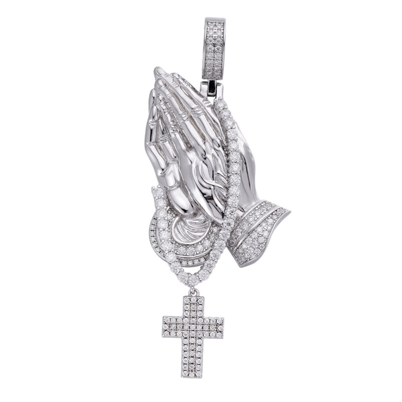 Moissanite Praying Hands Pendant