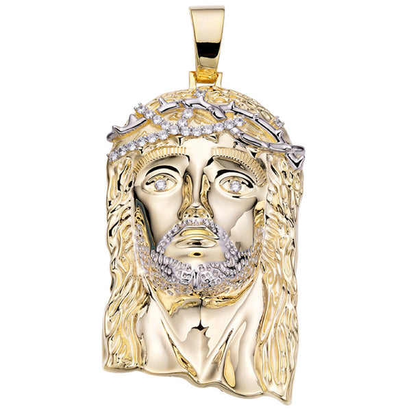 Moissanite Huge Jesus Piece 6" 14K Gold Pendant