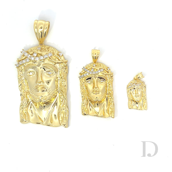 MOISSANITE BAGUETTE JESUS PIECE 14K GOLD PENDANT