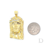 MOISSANITE BAGUETTE JESUS PIECE 14K GOLD PENDANT