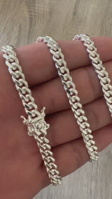 5mm 925 Solid Miami Cuban Sterling Silver Box Lock Chain Real Heavy Curb Necklace Men's Women's Unisex Minimalist Italian Bracelet