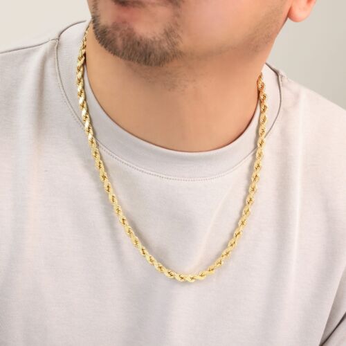 14K 7MM GOLD VERMEIL ROPE CHAIN DC
