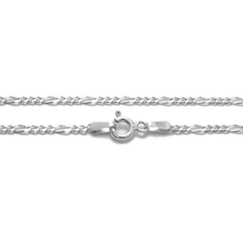 Sterling Silver Figaro Chain Necklace 2mm (Gauge 050). Available in 5 Lengths Solid 925 Chain Precious Gift