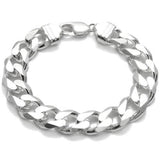 Exquisite Sterling Silver FLAT Cuban Link Chain Bracelet in 12mm (Gauge 350) width. Available in 8" and 9" Lengths Handcrafted 925 Link