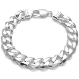 Stylish Sterling Silver FLAT Cuban Link Chain Bracelet in 11mm (Gauge 300) width. Available in 8" and 9" Lengths Handcrafted 925 Link