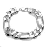 Classic Sterling Silver Figaro Link Bracelet in 15mm (Gauge 400) width. Available in 3 Lengths Handcrafted 925 Link