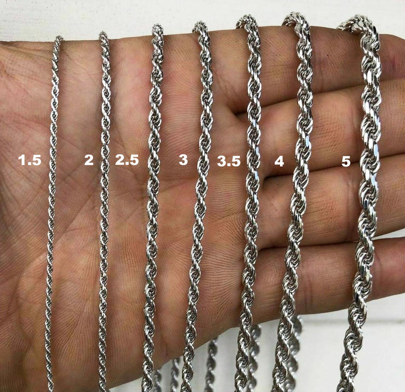 5mm Diamond Cut Franco Chain, 18K Gold Chain Men’s White Gold Necklace