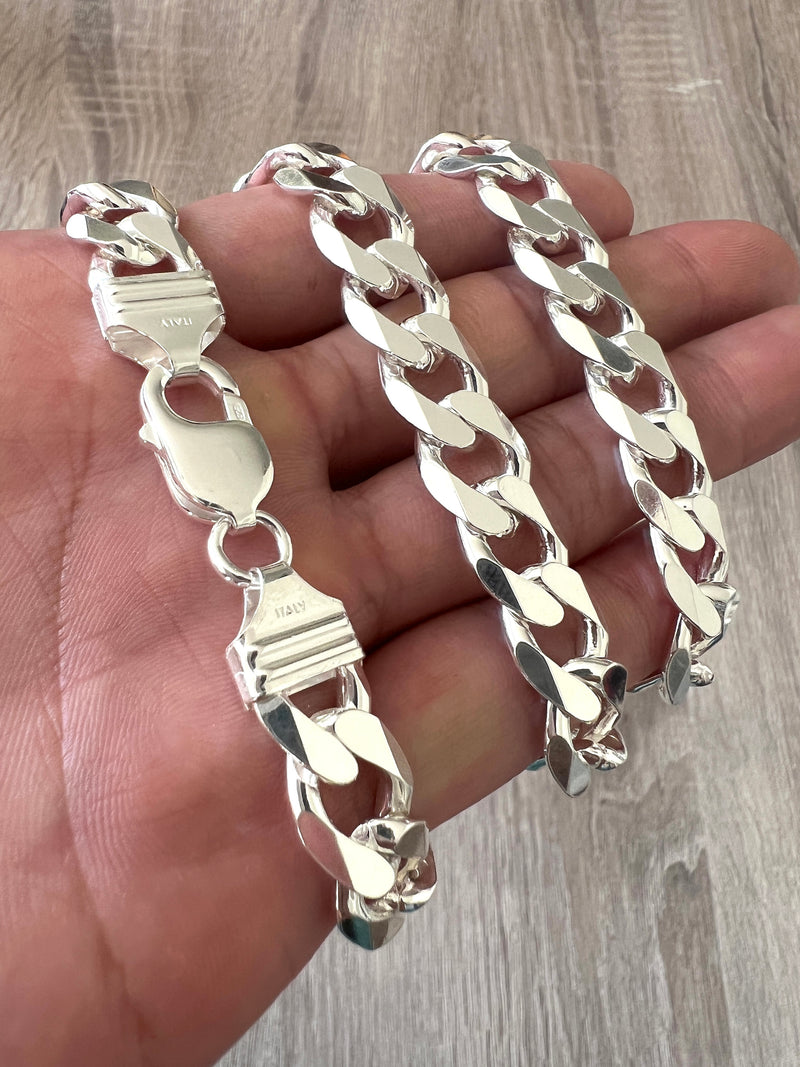 Silver Chain Bracelets for Men, Cuban Link Bracelet for Men Silver