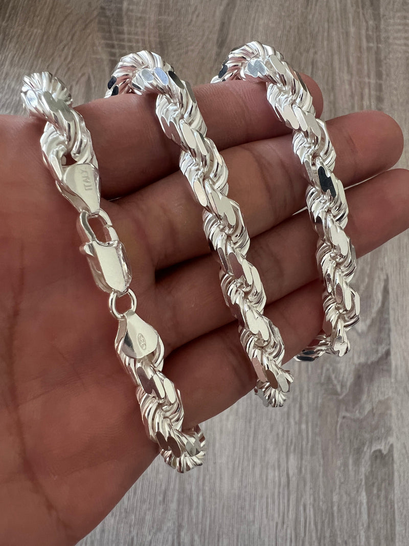 925 Rope Sterling Silver Solid Chain Necklace Diamond Cut High Polish for  Men and Woman Unisex in 1.5mm 2mm 2.5mm 3mm 4mm