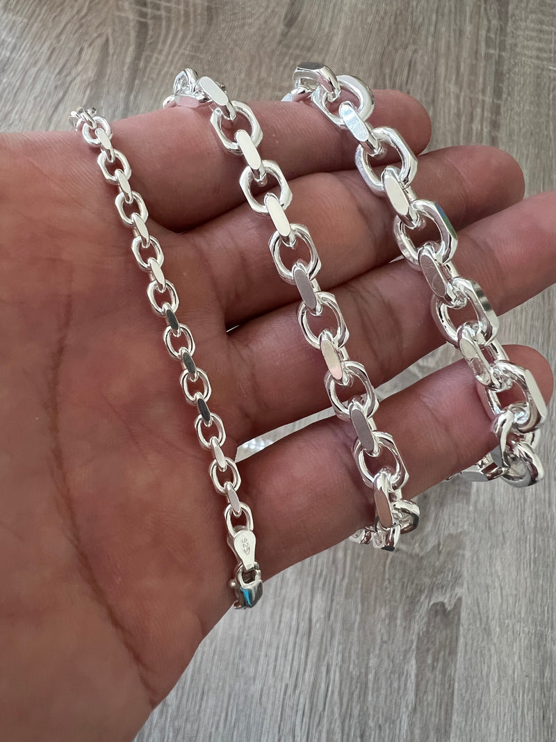 8mm Men's Figaro Link Chain Necklace Solid 925 Sterling Silver | JFM