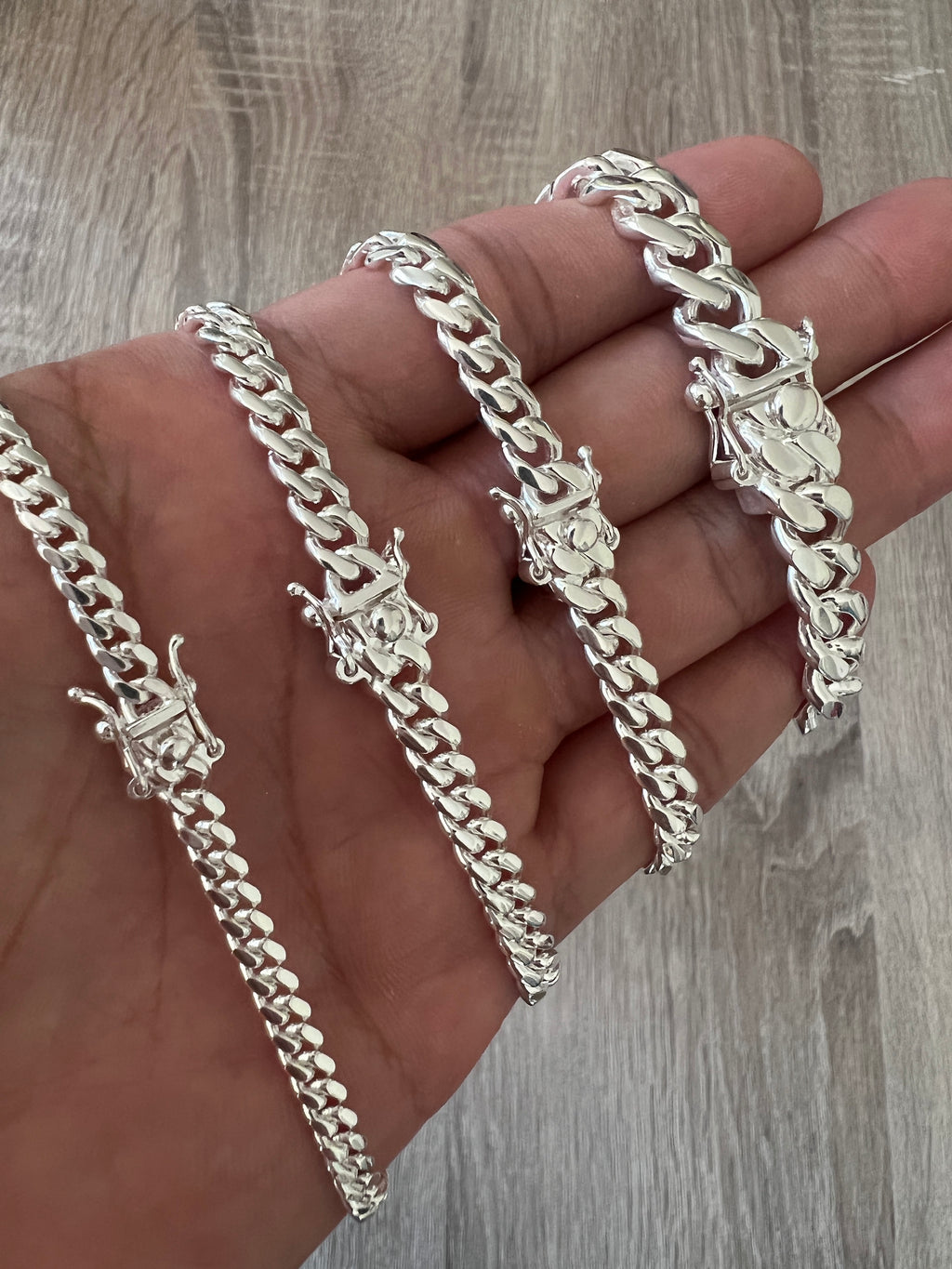 Sterling Silver 925 Bracelet, Cuban Chain & S-Hook Clasp