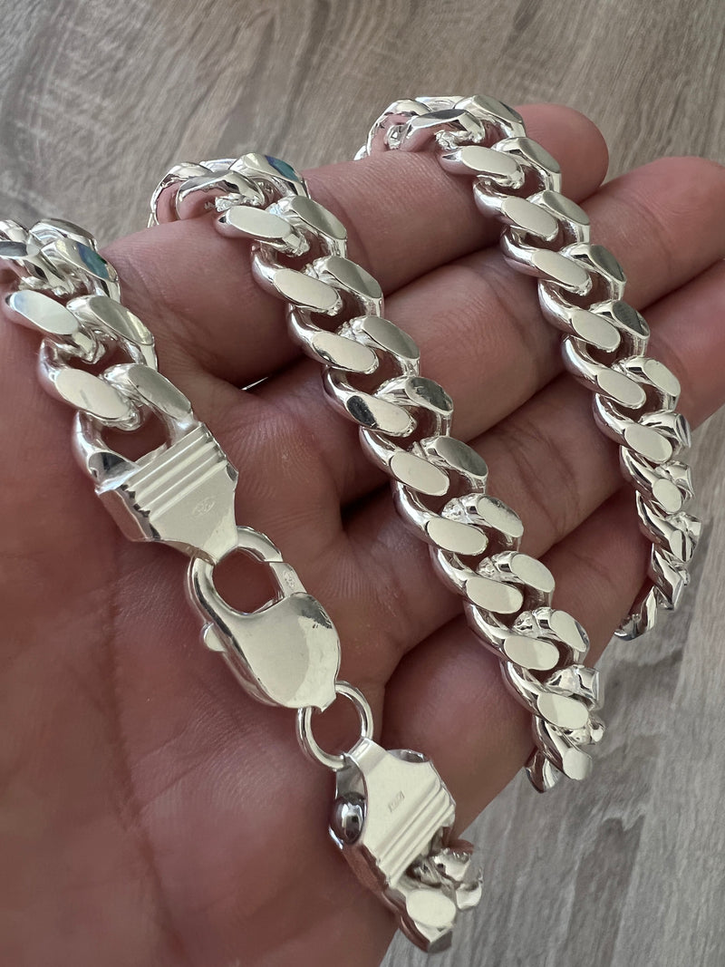 Real Miami Cuban Link Bracelet Solid 925 Sterling Silver Box Clasp ITALY  4-10mm