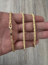 Byzantine 14K Gold Vermeil Over Solid Sterling Silver Chain Necklace Diamond Cut High Polish for Men and Woman Unisex 2.5mm, 4mm, 6mm
