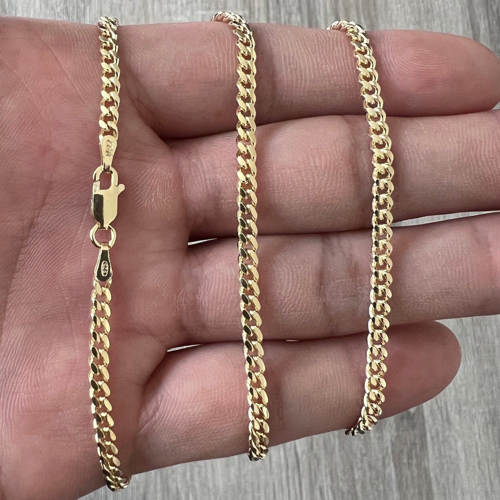 2.5mm Miami Curb authentic Cuban Chain Bracelet Real 10K ALL Yellow Gold 7