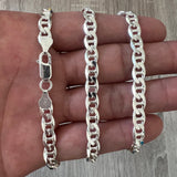 6mm 925 Mariner Sterling Silver Solid Chain Necklace Diamond Cut High Polish for Men and Woman Unisex in Italian 18" 20" 22" 24" 26" 30"