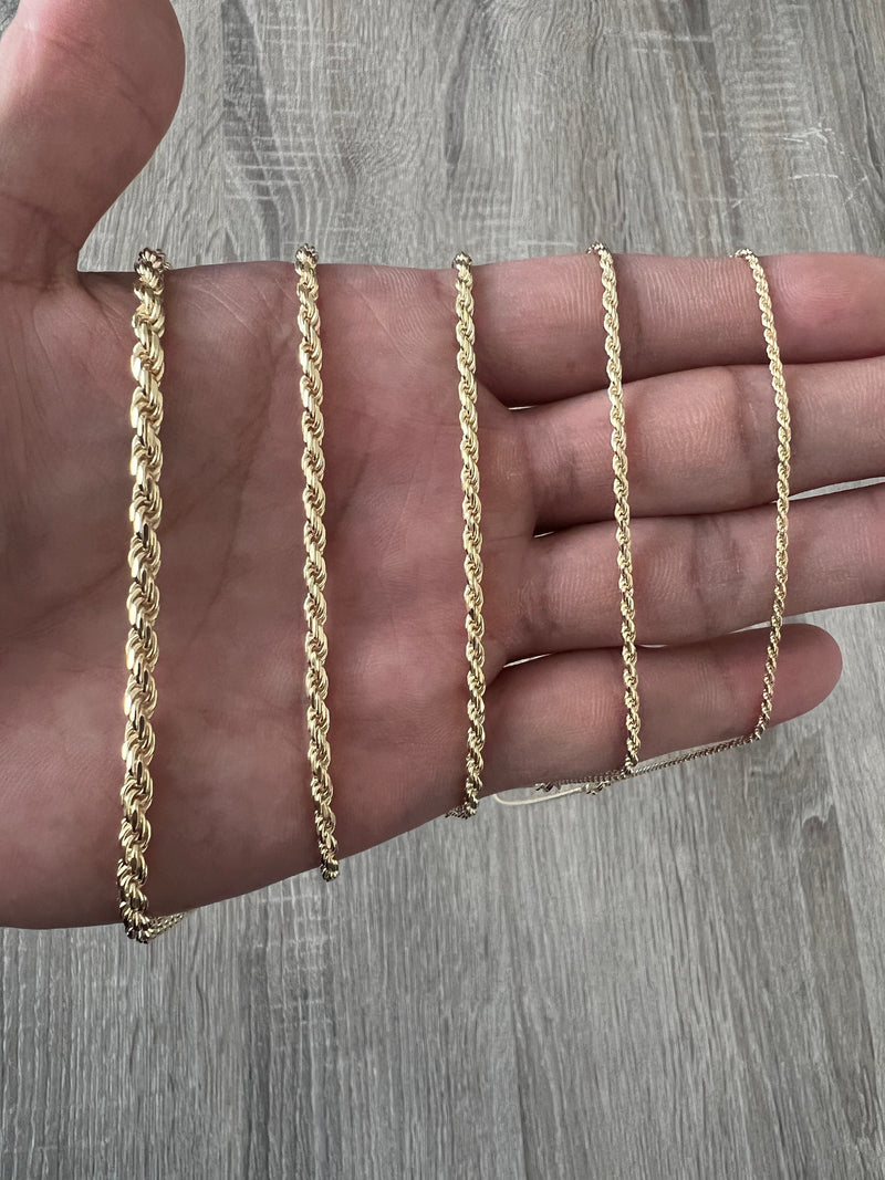 Diamond Cut Rope Chain Bracelet (4mm) in 14k Gold, Made in Italy