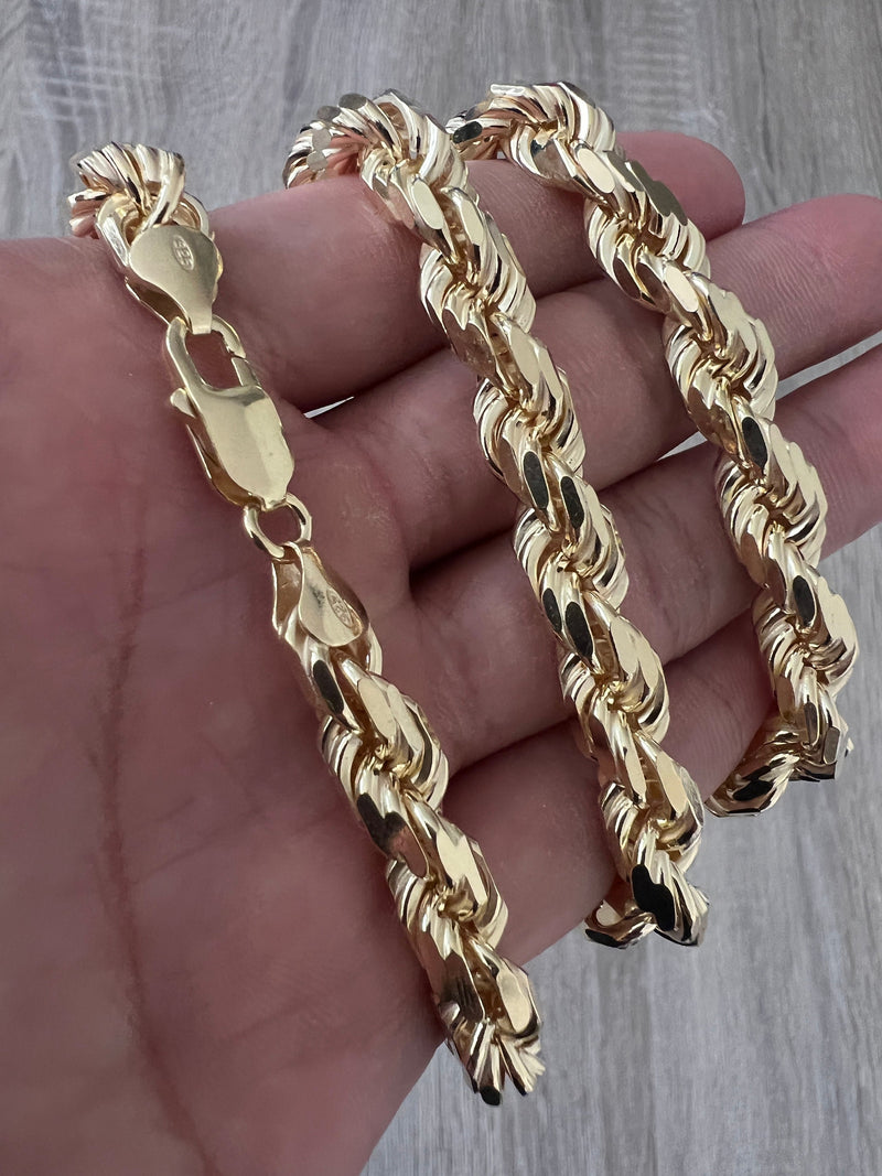 Jewelheart 14K and 10K Real Gold Rope Chain - 2.6mm 3.1mm 3.5mm 4.4mm 4.9mm Diamond Cut Twist Link Chain for Men - Dainty Yellow Gold Pendant