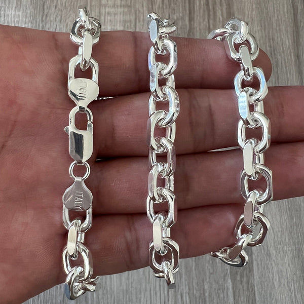 8mm 925 Rolo Sterling Silver Solid Cable Anchor Chain Link Necklace High  Polish Woman Man Unisex Italian Minimalist 18