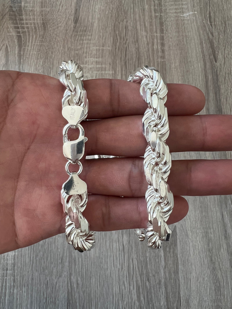Silver Mens Bracelet 5MM Rope Chain Bracelet Link Fathers 